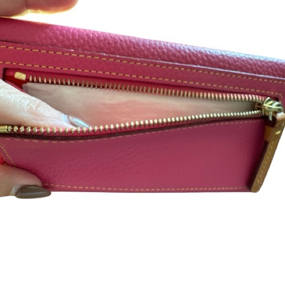 Dooney & Bourke Continental Wallet Pink & Tan Genuine Pebble Leather NWOT - Picture 7 of 9